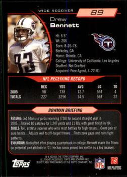 2006 Bowman #89 Drew Bennett Back