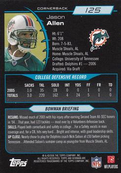 2006 Bowman #125 Jason Allen Back