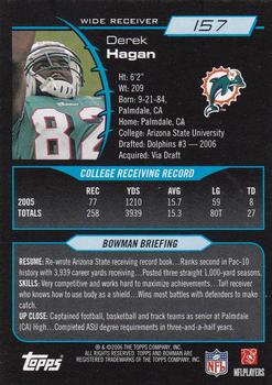 2006 Bowman #157 Derek Hagan Back