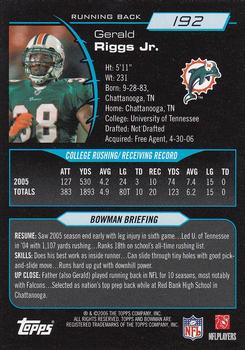 2006 Bowman #192 Gerald Riggs Back