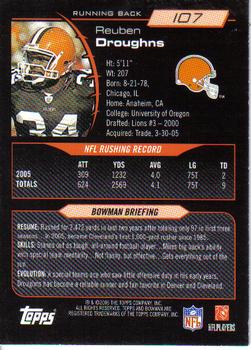 2006 Bowman #107 Reuben Droughns Back