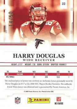 2009 Playoff Prestige - Rookie Review Materials Prime #22 Harry Douglas Back