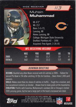 2006 Bowman Chrome #113 Muhsin Muhammad Back