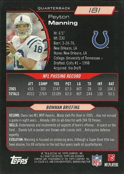 2006 Bowman Chrome #181 Peyton Manning Back