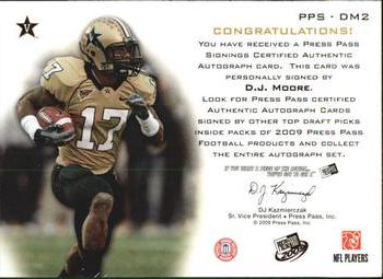 2009 Press Pass - Press Pass Signings Blue #PPS-DM2 D.J. Moore Back