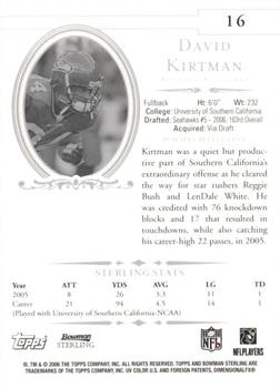 2006 Bowman Sterling #16 David Kirtman Back