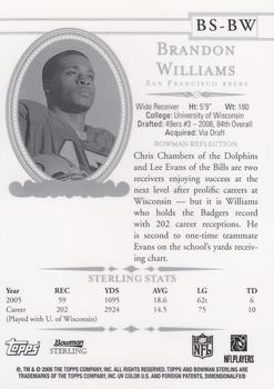 2006 Bowman Sterling #BS-BW Brandon Williams Back