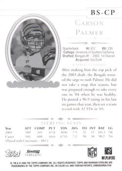 2006 Bowman Sterling #BS-CP Carson Palmer Back
