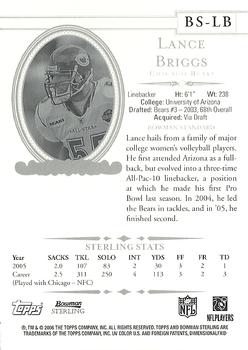 2006 Bowman Sterling #BS-LB Lance Briggs Back