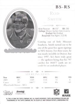 2006 Bowman Sterling #BS-RS Rod Smith Back