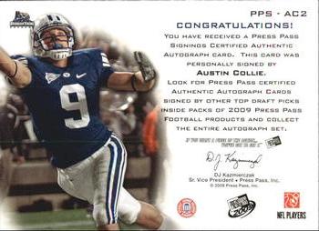 2009 Press Pass - Press Pass Signings Bronze #PPS-AC2 Austin Collie Back