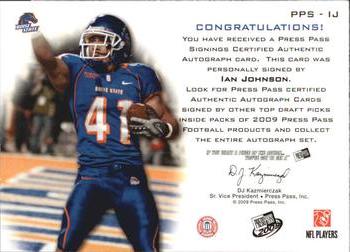 2009 Press Pass - Press Pass Signings Bronze #PPS-IJ Ian Johnson Back