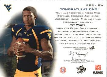 2009 Press Pass - Press Pass Signings Bronze #PPS-PW Pat White Back