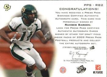 2009 Press Pass - Press Pass Signings Bronze #PPS-RB2 Ramses Barden Back