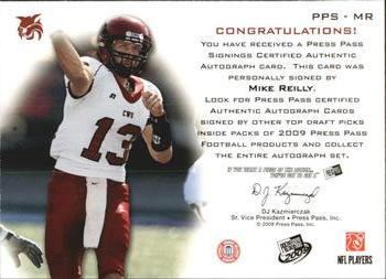 2009 Press Pass - Press Pass Signings Gold #PPS-MR Mike Reilly Back