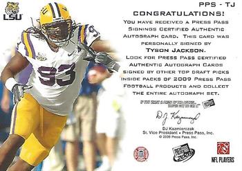 2009 Press Pass - Press Pass Signings Gold #PPS-TJ Tyson Jackson Back