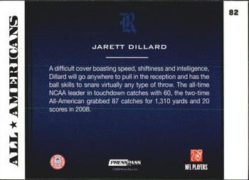 2009 Press Pass - Blue #82 Jarett Dillard Back
