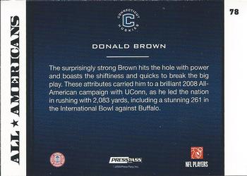 2009 Press Pass - Blue #78 Donald Brown Back