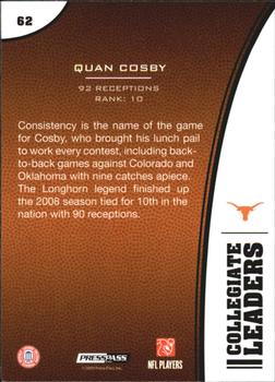 2009 Press Pass - Reflectors #62 Quan Cosby Back