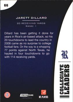 2009 Press Pass - Reflectors #66 Jarett Dillard Back