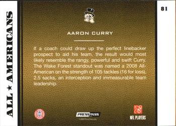 2009 Press Pass - Reflectors #81 Aaron Curry Back