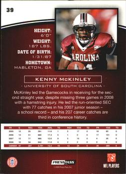 2009 Press Pass - Reflectors Solo #39 Kenny McKinley Back