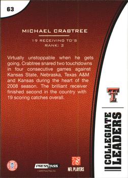 2009 Press Pass - Reflectors Solo #63 Michael Crabtree Back