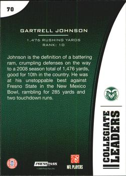 2009 Press Pass - Reflectors Solo #70 Gartrell Johnson Back