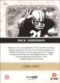 2009 Press Pass Legends - Bronze #62 Dick Anderson Back