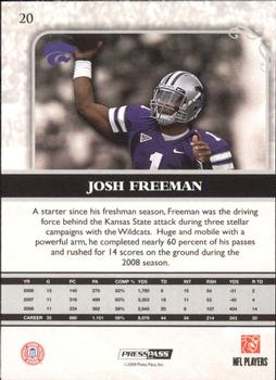 2009 Press Pass Legends - Emerald #20 Josh Freeman Back