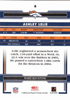 2006 Donruss Threads #6 Ashley Lelie Back