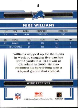 2006 Donruss Threads #8 Mike Williams Back