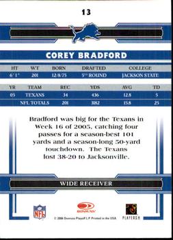 2006 Donruss Threads #13 Corey Bradford Back