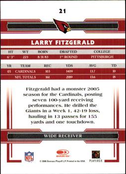 2006 Donruss Threads #21 Larry Fitzgerald Back