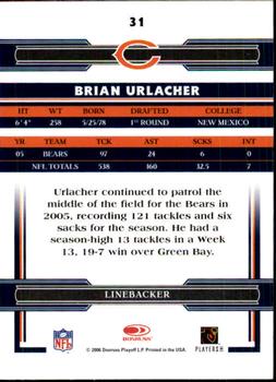 2006 Donruss Threads #31 Brian Urlacher Back