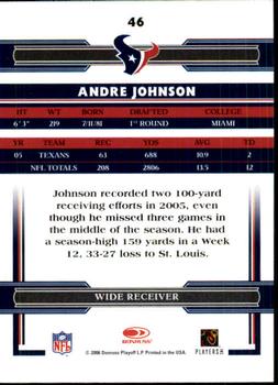 2006 Donruss Threads #46 Andre Johnson Back