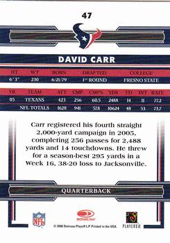 2006 Donruss Threads #47 David Carr Back