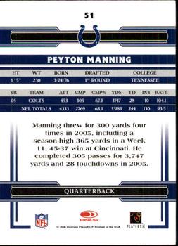 2006 Donruss Threads #51 Peyton Manning Back