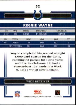 2006 Donruss Threads #52 Reggie Wayne Back