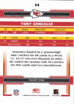 2006 Donruss Threads #54 Tony Gonzalez Back