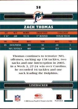 2006 Donruss Threads #58 Zach Thomas Back