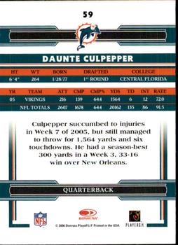 2006 Donruss Threads #59 Daunte Culpepper Back