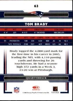 2006 Donruss Threads #63 Tom Brady Back
