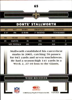 2006 Donruss Threads #65 Donte Stallworth Back