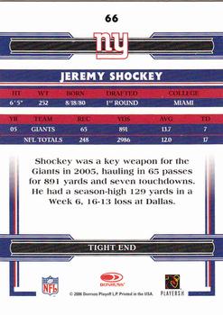 2006 Donruss Threads #66 Jeremy Shockey Back