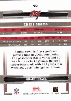 2006 Donruss Threads #90 Chris Simms Back