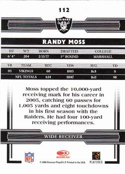 2006 Donruss Threads #112 Randy Moss Back