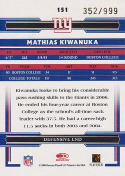 2006 Donruss Threads #151 Mathias Kiwanuka Back
