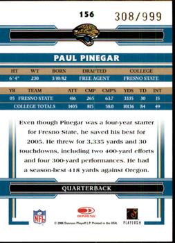 2006 Donruss Threads #156 Paul Pinegar Back