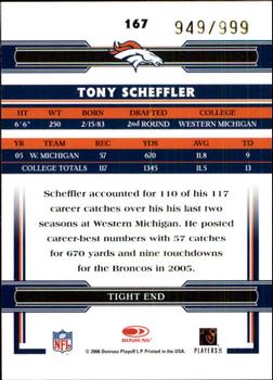 2006 Donruss Threads #167 Tony Scheffler Back